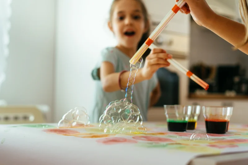 Kids Craft: Floral Bubble Painting